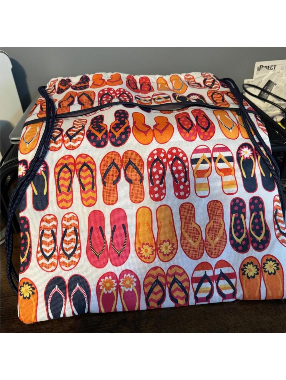 Thirty-One Flip Flop Print Backpack - Orange and Pink